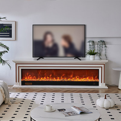 Meuble télé français avec foyer électronique rétro