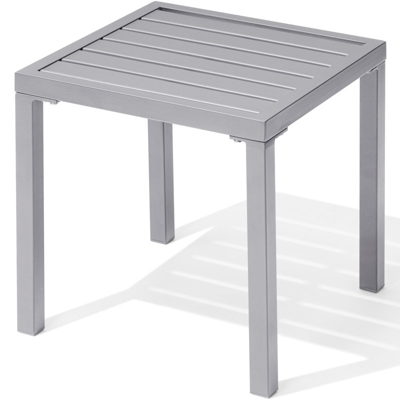 Outdoor Metal Square Side Table, Gray