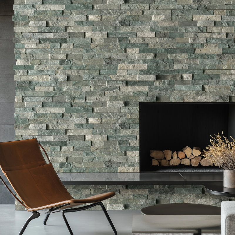Stonecrest 9 in. x 24 in. Split Face Natural Stone Ledger Panel Wall Tile, Cobalt Mist
