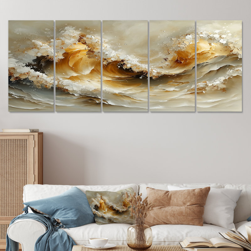 Hawley - art mural transitionnel - art mural moderne pour le salon, 5, H 32 po x l 80 po