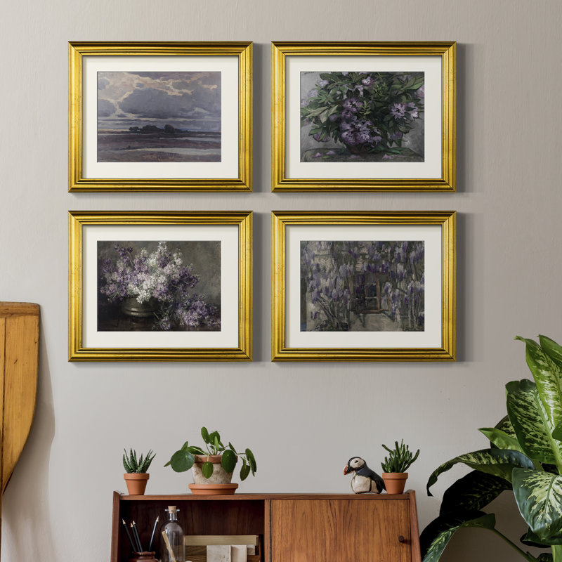 Ensemble de 4 reproductions encadrées Vintage Landscape XC III