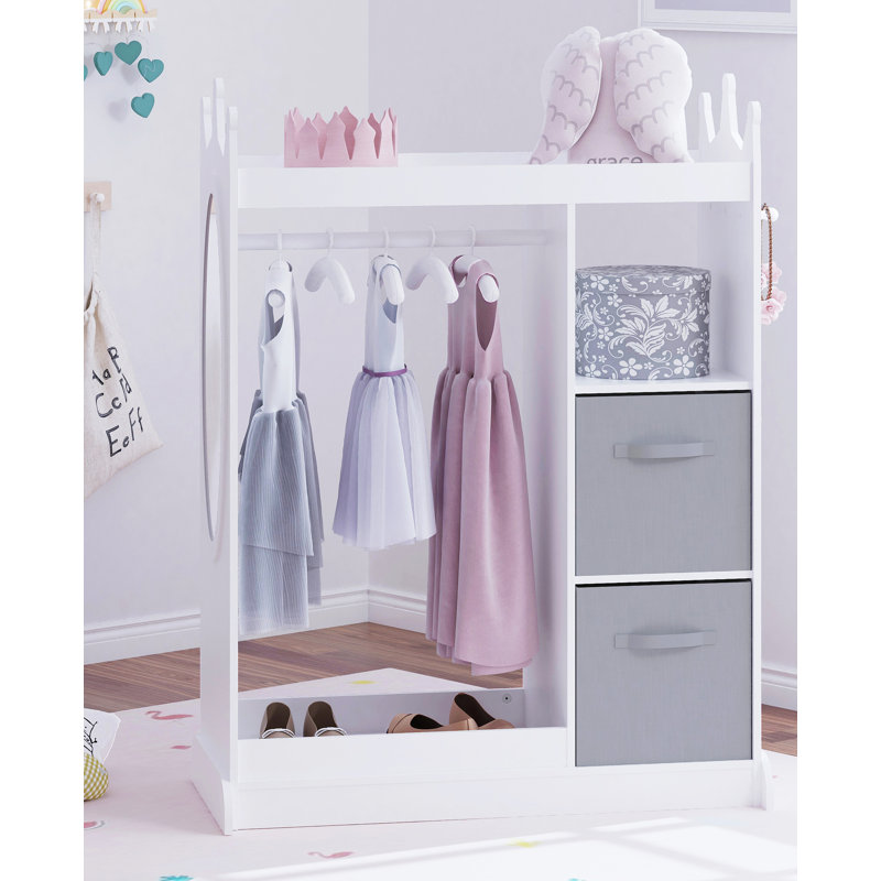 Helen 33.4'' Wide Kids Armoire with Mirror, White