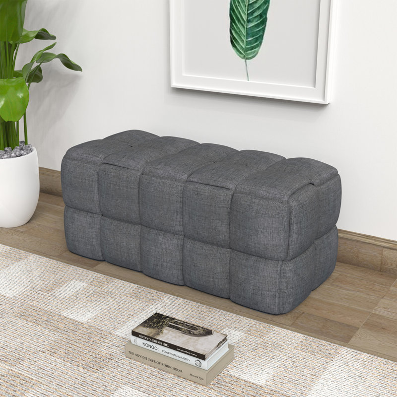 Areeg Linen Upholstered Bench, Gray