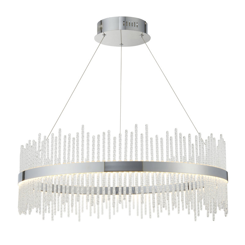 Angelisa 1 - Light LED Geometric Pendant, Chrome plate & clear glass, 200 H cm x 70 W cm