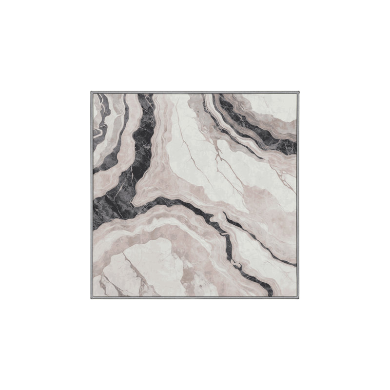 Machine Washable Gray Area Rug, Square 7'