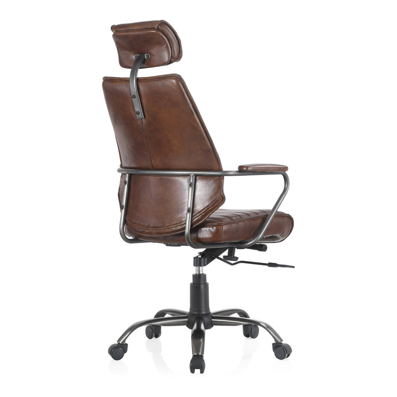 Genuine Leather Executive Chair, Brown Genuine Leather