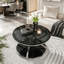 Table basse moderne en verre avec 2 niveaux et structure chromée-986637427-986637428