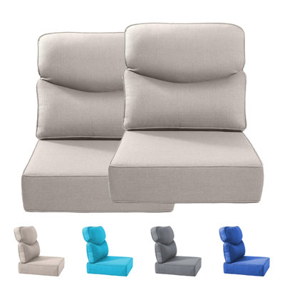 Outdoor Deep Seat Chair Cushions, 6In Thick Patio Furniture Replacement Cushions For Wicker Rattan, Water Resistant Sofa Cushions