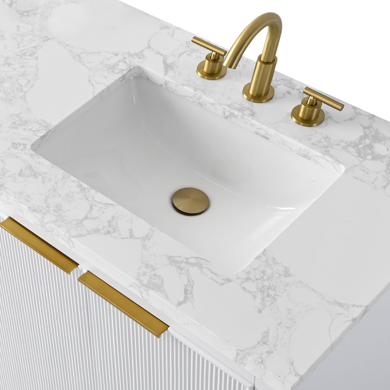 Bilroy 72" Double Vanity, White/Brushed Bronze