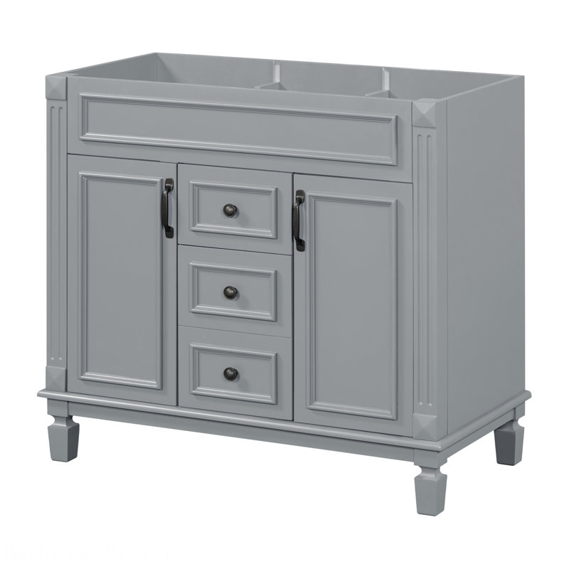 Armoire de rangement de style moderne avec 2 portes à fermeture douce et 2 tiroirs, Gris