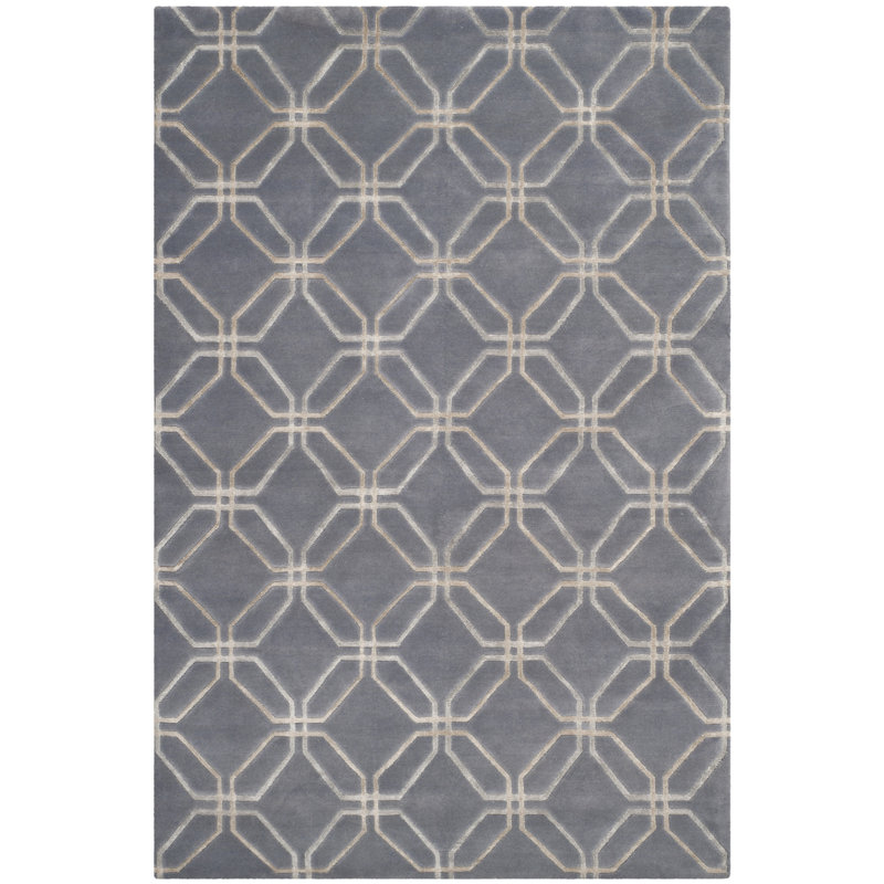 Hand-Knotted Wool Gray Area Rug, Rectangle 8' x 10'