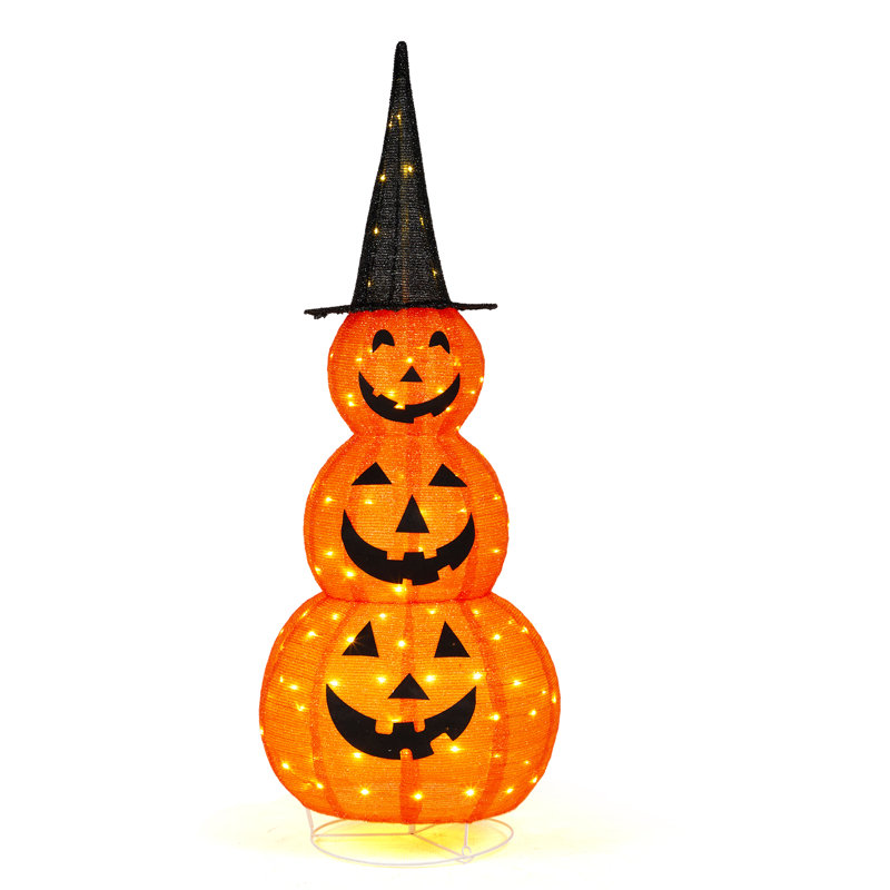 5FT Pre-Lit Collapsible  Halloween Jack-O-Lantern Pumpkin Decorations