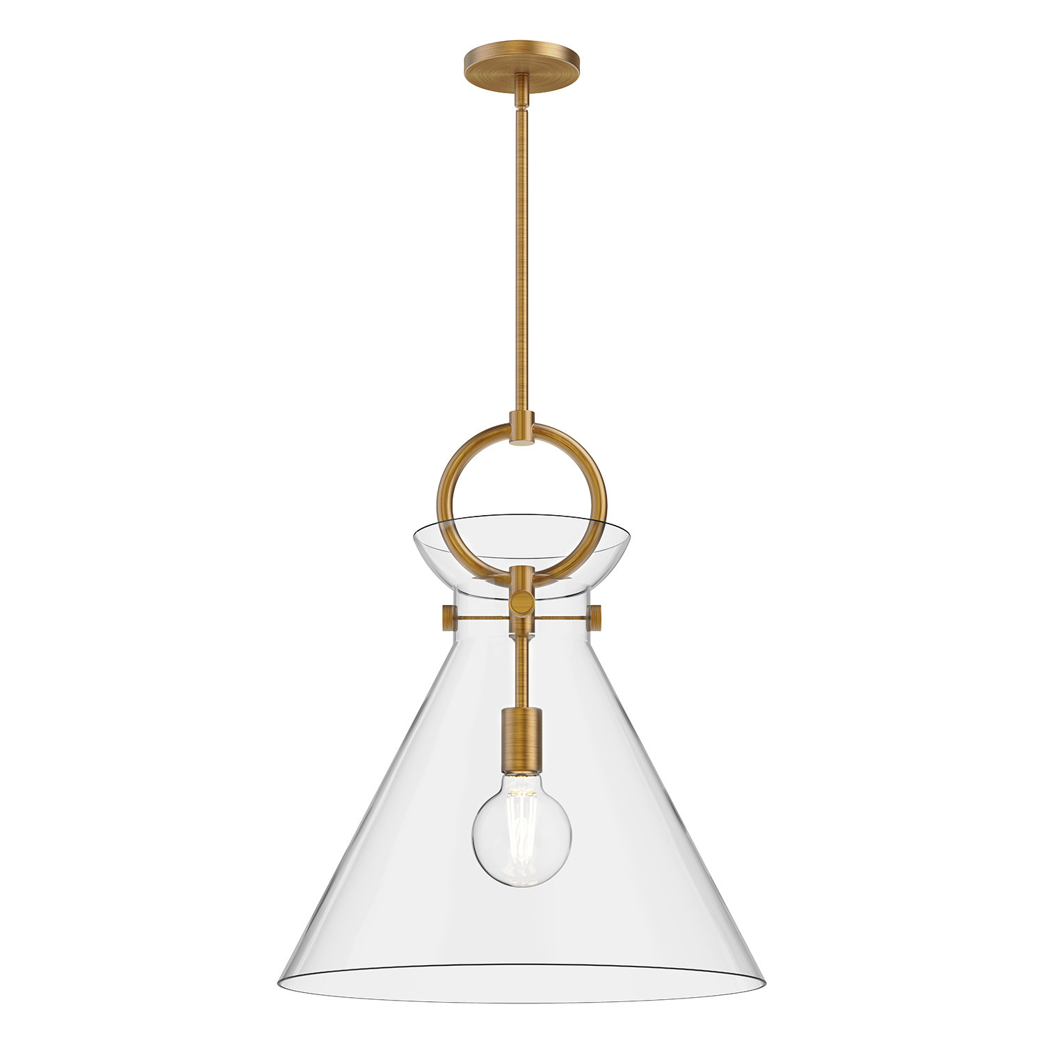 Tiney 1 - Light Pendant, 21.75" H x 18" W x 18" D, Aged Gold/Clear