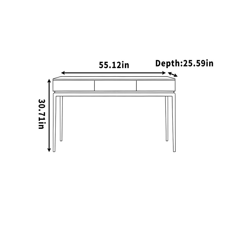 Simple computer desk study table for learning, 30.71" H x 55.12" W x 25.59" D, Black