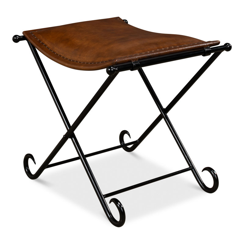 Mozambique Leather Accent Stool