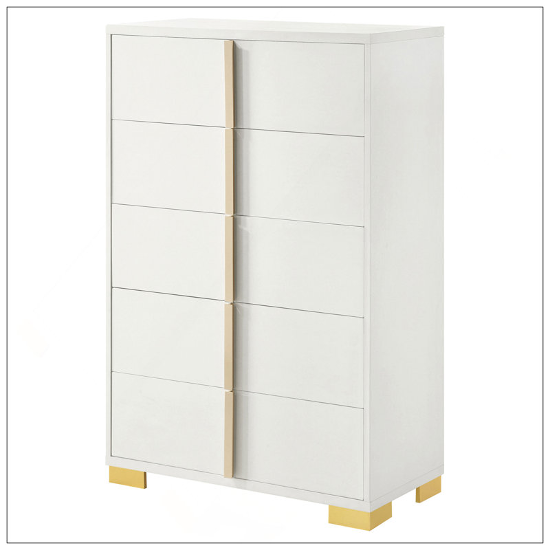 Commode blanche 5 tiroirs Medici, Blanc