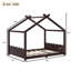 Lit double pleine grandeur avec lattes de soutien, structure en bois massif pour les enfants, pas de sommier tapissier et fabrication ouverte, espresso-895104055-895104053