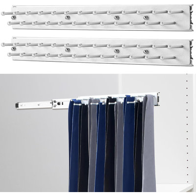 2 Pcs Sliding Tie Rack Hanger for Closet, 25 Tie Pull Out Wall Mount