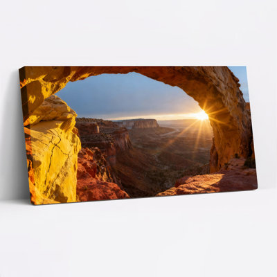 «Desert Arch Sunset Landscape», ensemble de 1 reproduction d'art sur toile tendue sur toile