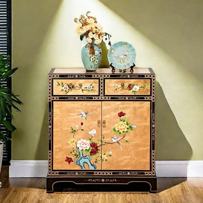 Nouvelle armoire à chaussures peinte à la feuille d'or de Chine