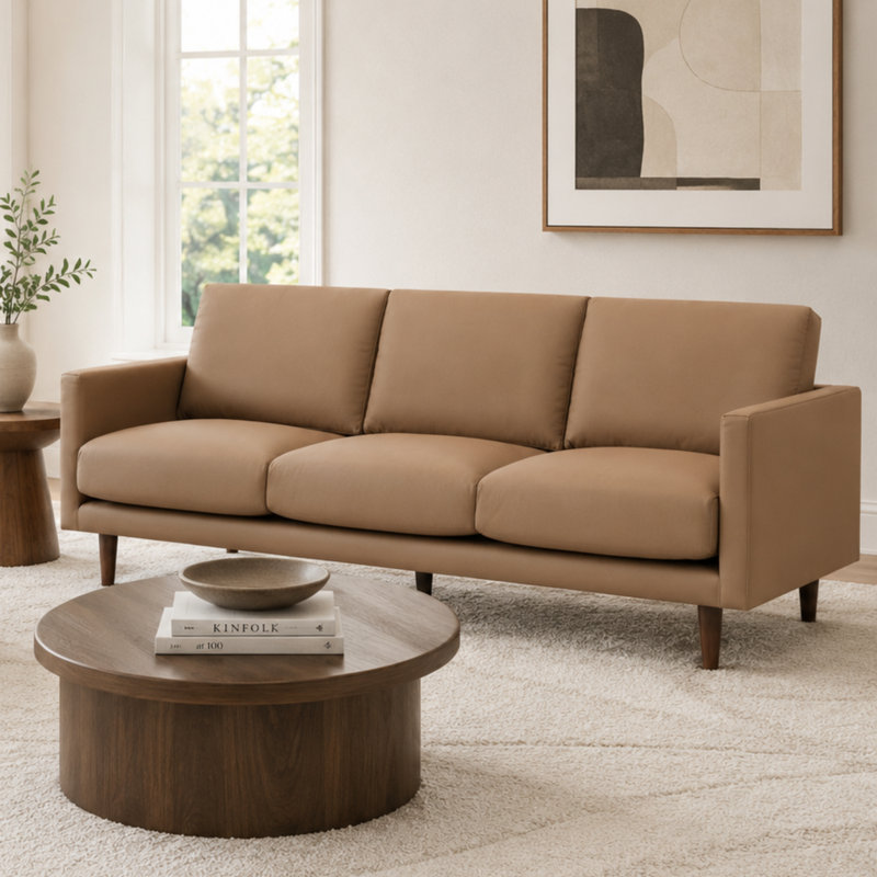 Anabel 81" Modern Genuine Leather Sofa