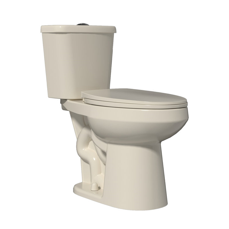 17.5" Elongated ADA Height Toilet Two Piece Tall Toilet 1.1/1.6 GPF Dual Flush Bone, Map Flush 1000g with Soft Close Seat