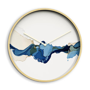 Abstract Blue Wooden 24" Wall Clock