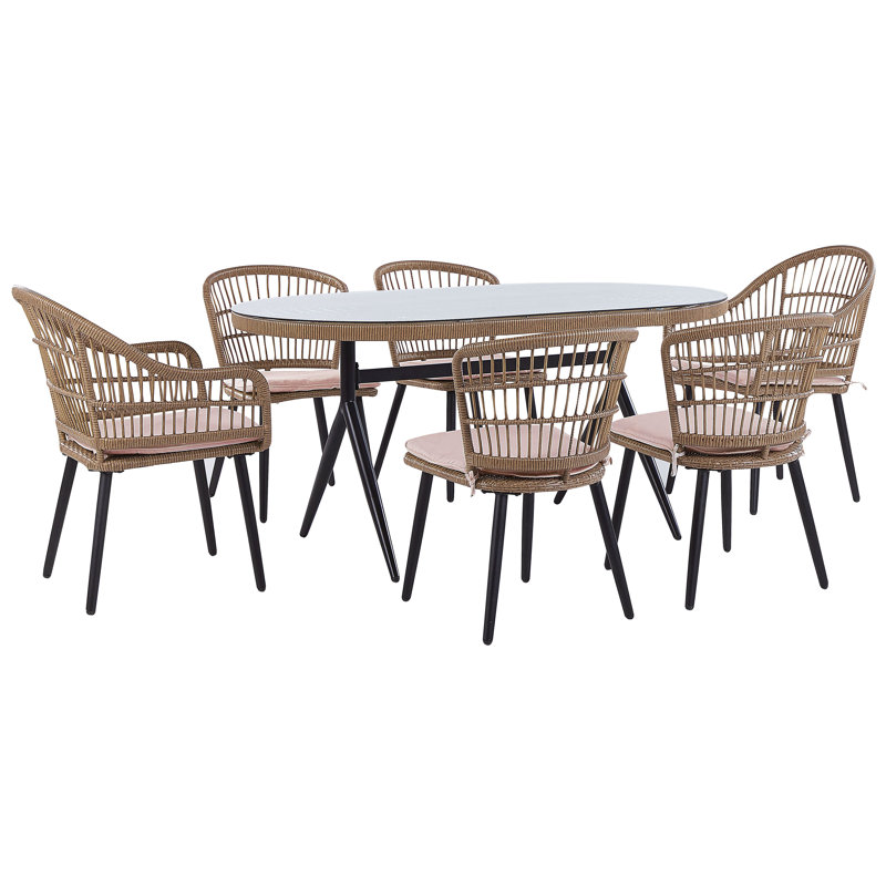 Frawley 6 - Person Patio Dining Set with Oval Table , Cushions Included