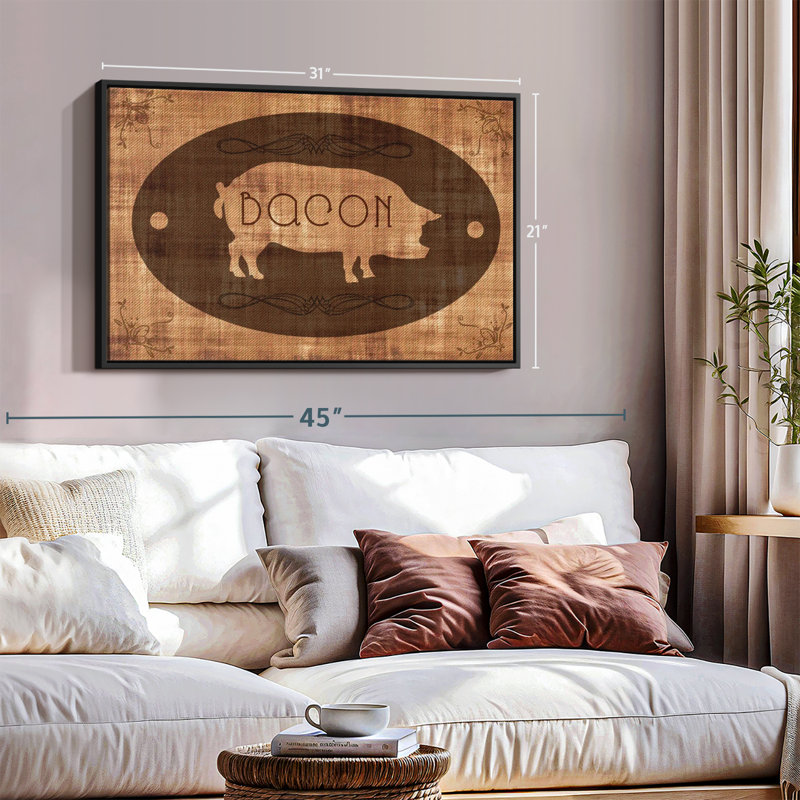 «Bacon Pig Wall Art», H 21 po x l 31 po