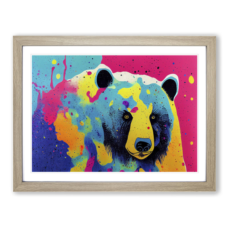Bear Paint Splash Vol.2 - Framed Print, Oak, 34cm H x 46cm W x 2cm D