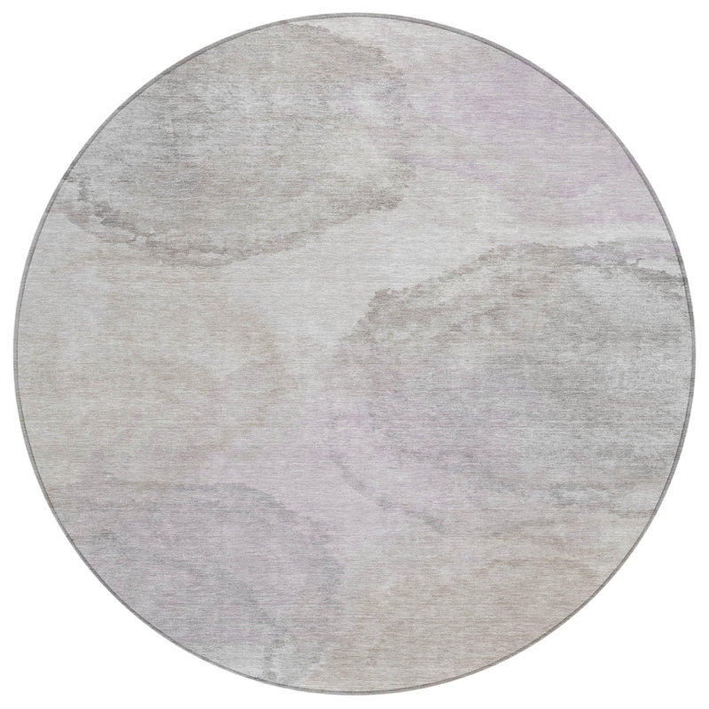 Machine Washable Indoor/Outdoor Chantille ACN2443 Casual Rug, Beige, 8' Round