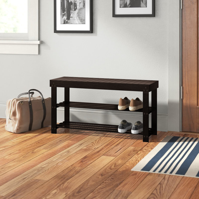 Range-chaussures en bois à trois couches, Brun