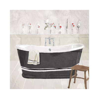 Bathroom Florals 1 Piece Wrapped Canvas Wall Art