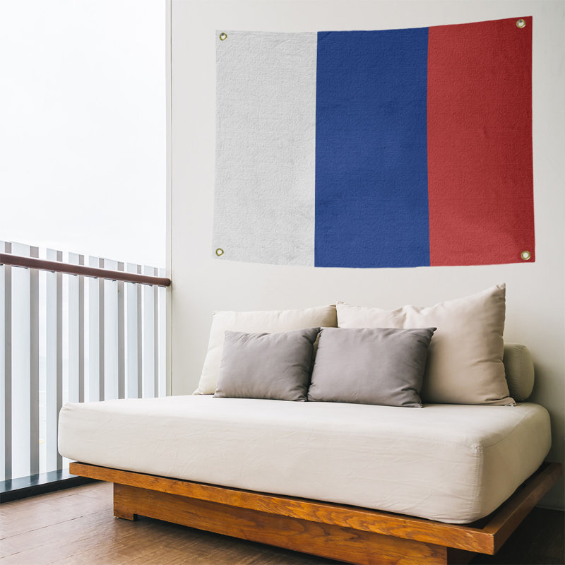 Tapisserie de polyester Baltimore, Chicago, H 26 po x l 36 po x P 1 po, Blanc / Bleu / Rouge