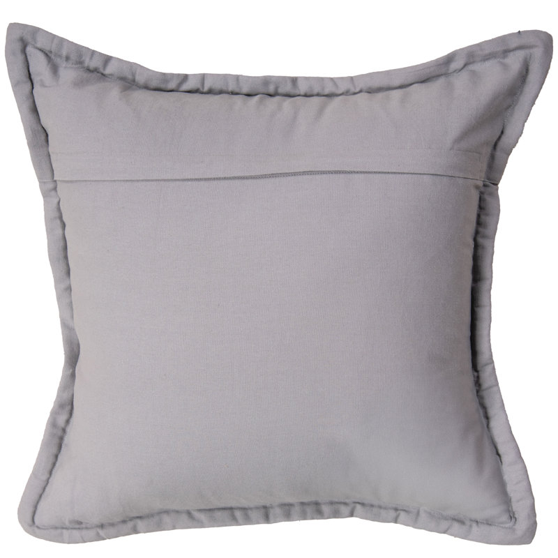 Gray Cotton Boucle Throw Pillow with Hand Whipstitched Accents