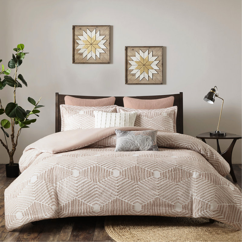 Édredon en coton Blush - confortable et élégant respirant, Édredon double et 2 taies décoratives