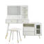 Coiffeuse moderne pour la chambre à coucher avec lumières réglables tricolores, armoire latérale interchangeable, séparateurs de tiroir et éclairage compact blanc Power Strip, tablettes de rangement rétractables, ports intégrés-1589326113