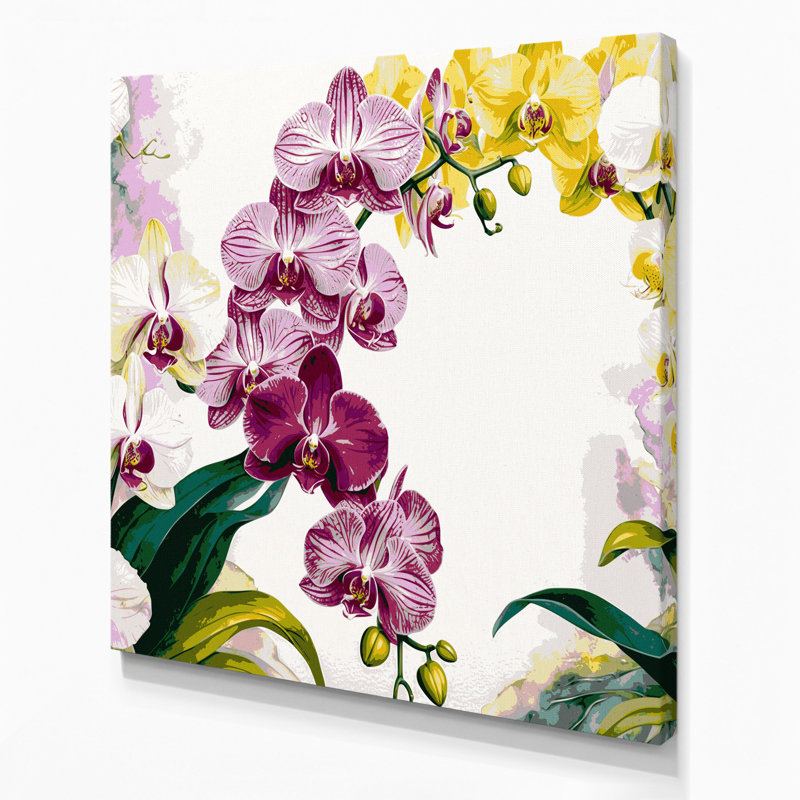 Botanical Orchids Beige Canvas Wall Art