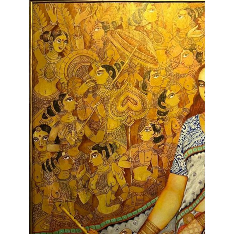 Devotees Immersed In Devotion | Acrylic On Canvas | By Nikunja Bihari Das | With Frame
