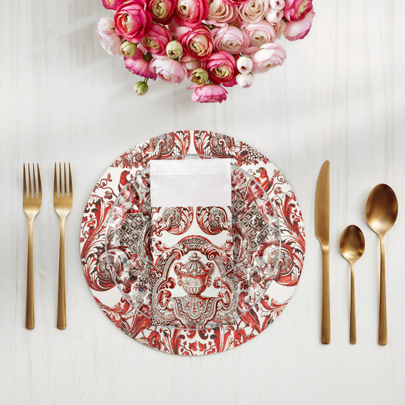Royal Delft William and Mary Hemstitch 22" Linen/Cotton Napkin, Red