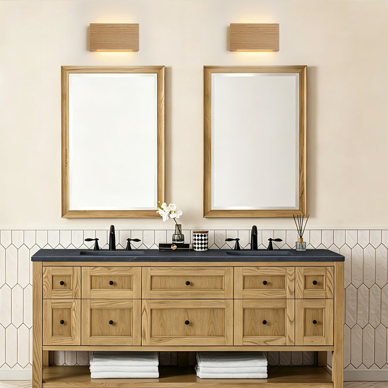 Applique murale à DEL intégrée à intensité variable 3CCT en bois de frêne massif pour tables de chevet, Naturel