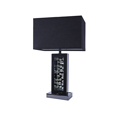 Lampe colonne unique en forme de bulle de verre avec abat-jour rectangulaire, contrôle tactile et finition élégante en nickel noir