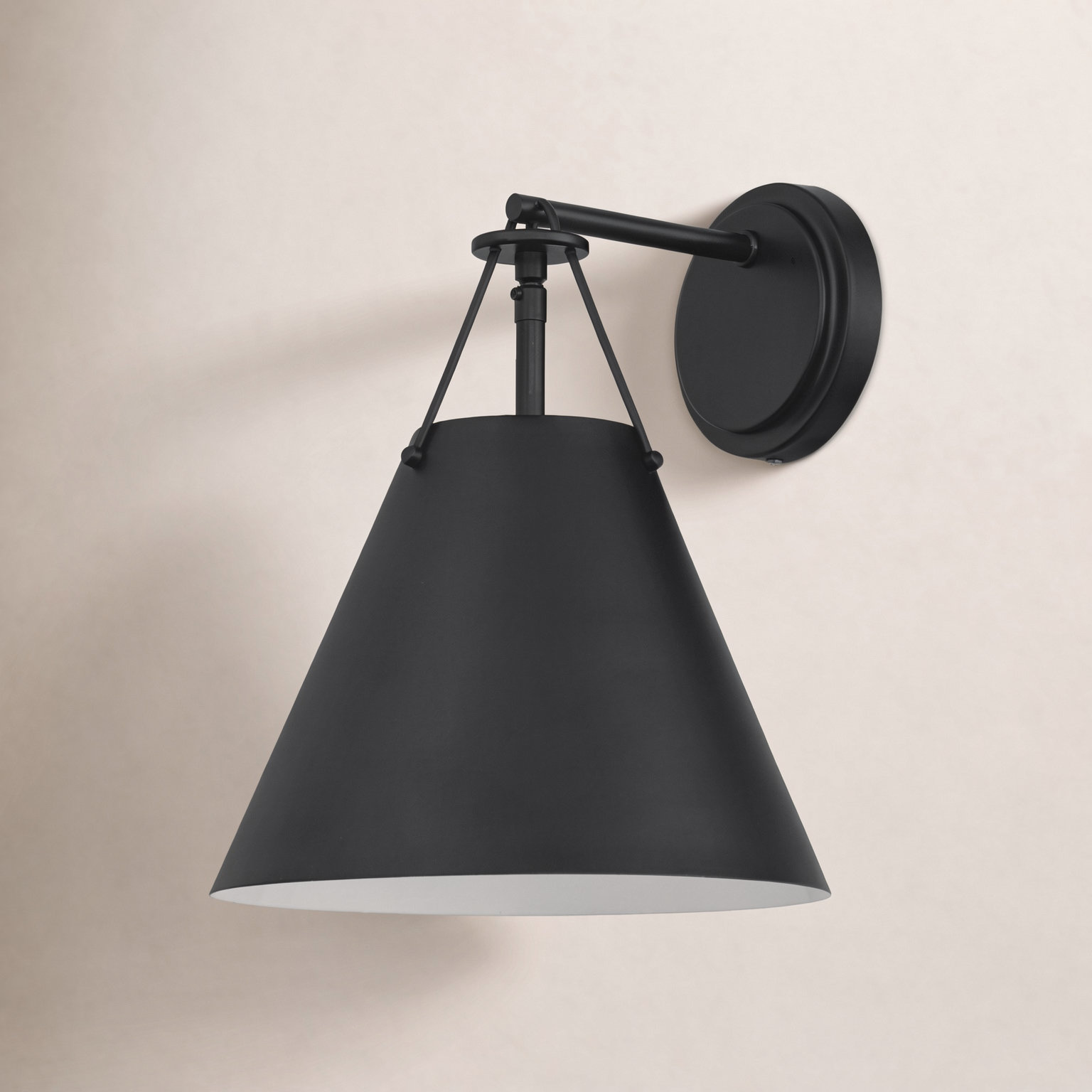 Kinston Single Light Dimmable Armed Sconce, Matte Black, Matte Black