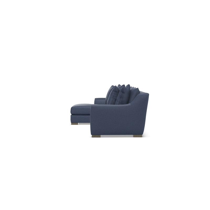 Chaise Sectional, Blue Polyester, Left Hand Facing, 35" H x  135" W x 63.5" D