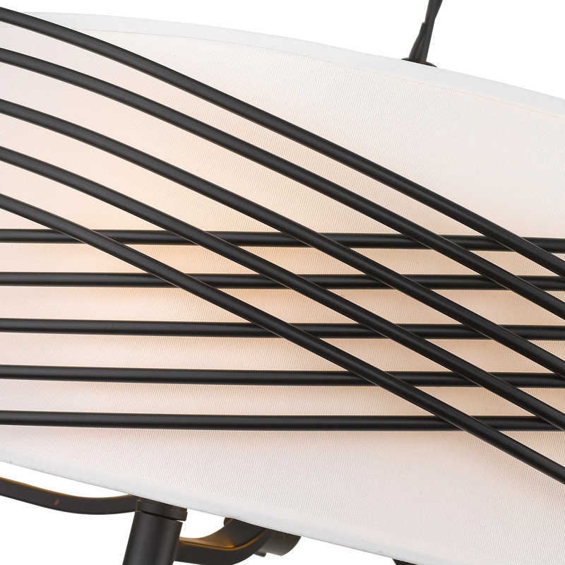 Lustre tambour unique à 5 lumières Challise, Noir mat