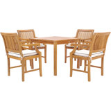 Outdoor 5 - Piece Teak Dining Set with Cushions