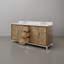 Brookhn Meuble-lavabo double en quartz noyer lustré avec robinet à crochet et miroir-938916729