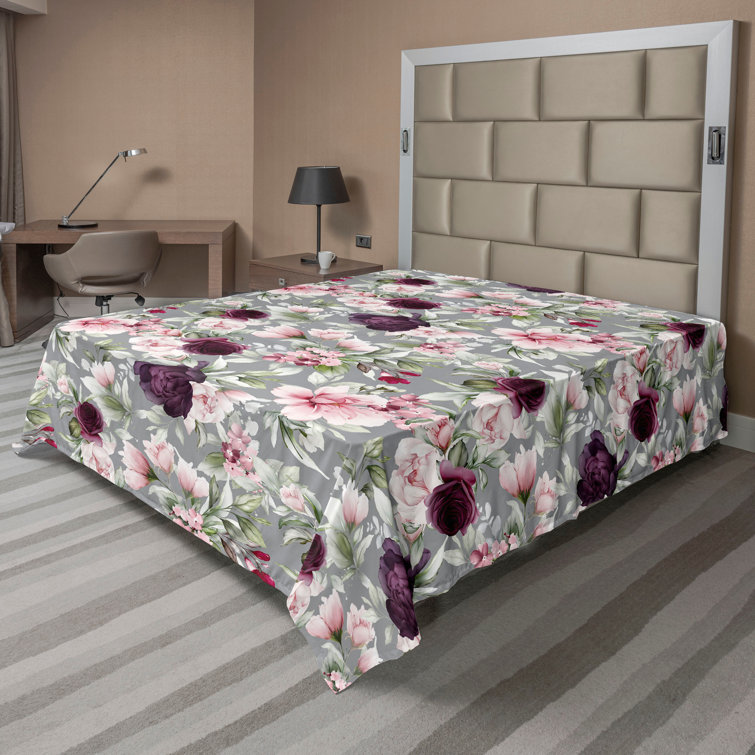 Ambesonne, drap plat floral pivoines, art botanique printanier