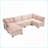 Sectional Sofa 6-Seat Modular U-Shaped with Reversible Chaise, Pink Corduroy | Living Room-2020075889