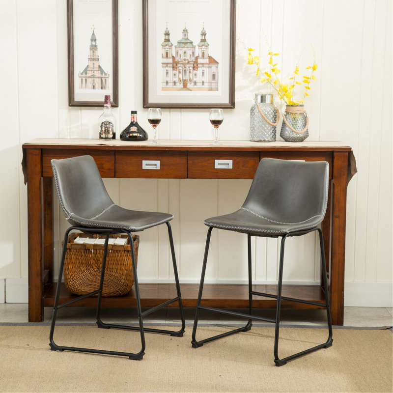 Tabourets de bar Lotusville, Gris, Tabouret de comptoir (siège d'une hauteur de 24,5